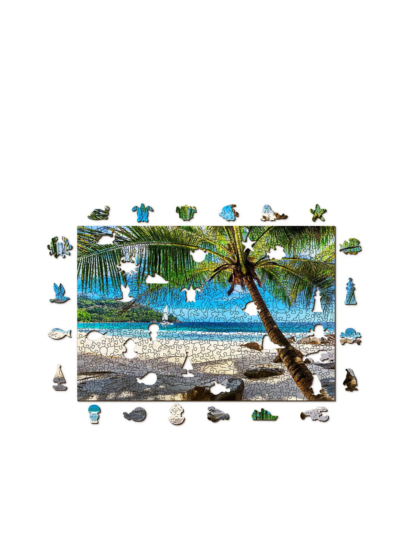 WOODEN CITY | Puzzle - Paradise Island Beach, Caribbean Sea – 505 Teile | 